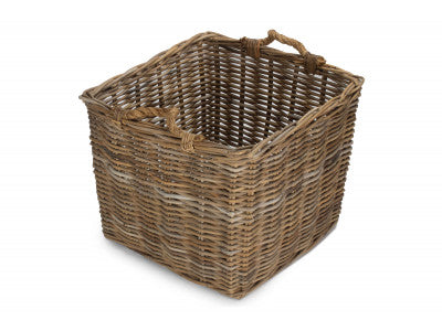 Basket, LARGE SQUARE GREY RATTAN LOG BASKET