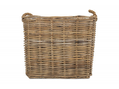 Basket, LARGE SQUARE GREY RATTAN LOG BASKET