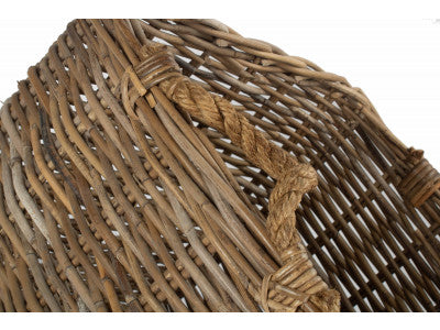 Basket, LARGE SQUARE GREY RATTAN LOG BASKET