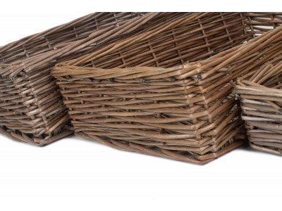 Basket, Set of 3 ANTIQUE WASH RECTANGULAR STRAIGHT SIDED TRAY 