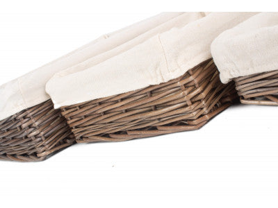 Basket, Set of 3 LINED ANTIQUE WASH RECTANGULAR STRAIGHT SIDED TRAY 