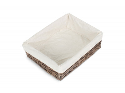 Basket, LARGE LINED ANTIQUE WASH STRAIGHT SIDED TRAY