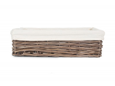 Basket, LARGE LINED ANTIQUE WASH STRAIGHT SIDED TRAY