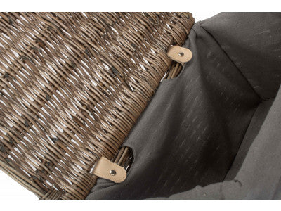 Basket, MEDIUM ANTIQUE WASH FINISH STORAGE HAMPER with GREY SAGE LINING