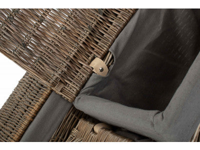 Basket, Set of 3 ANTIQUE WASH FINISH STORAGE HAMPER with GREY SAGE LINING 