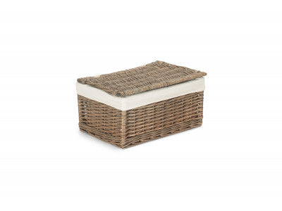 Basket, MEDIUM ANTIQUE WASH FINISH STORAGE HAMPER with WHITE LINING