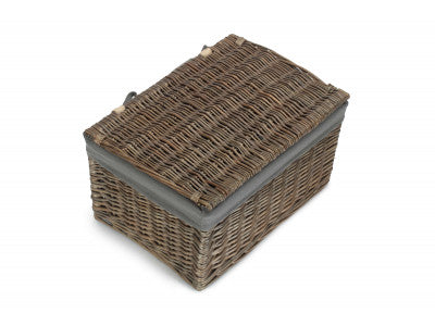 Basket, LARGE ANTIQUE WASH STORAGE HAMPER with GREY SAGE LINING