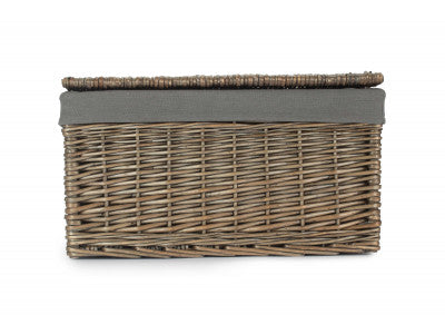 Basket, LARGE ANTIQUE WASH STORAGE HAMPER with GREY SAGE LINING
