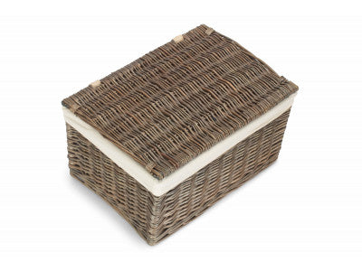 Basket, LARGE ANTIQUE WASH STORAGE HAMPER with WHITE LINING