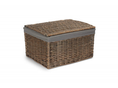 Basket, EXTRA LARGE ANTIQUE WASH STORAGE HAMPER with GREY SAGE LINING