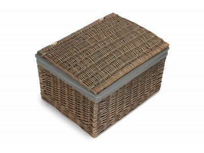 Basket, EXTRA LARGE ANTIQUE WASH STORAGE HAMPER with GREY SAGE LINING