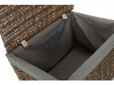 Basket, EXTRA LARGE ANTIQUE WASH STORAGE HAMPER with GREY SAGE LINING