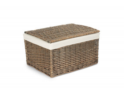 Basket, EXTRA LARGE ANTIQUE WASH STORAGE HAMPER with WHITE LINING