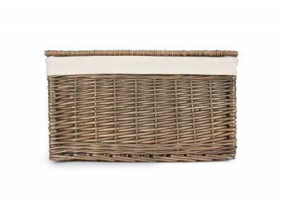 Basket, EXTRA LARGE ANTIQUE WASH STORAGE HAMPER with WHITE LINING