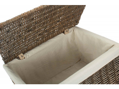 Basket, EXTRA LARGE ANTIQUE WASH STORAGE HAMPER with WHITE LINING