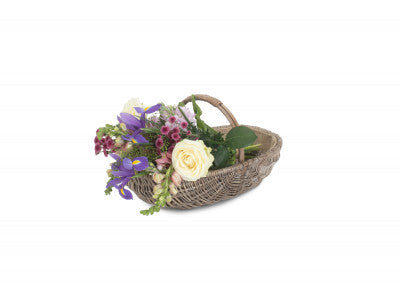 Basket, SMALL SHALLOW ANTIQUE WASH LINED TRUG
