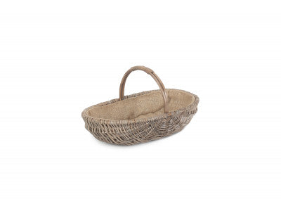 Basket, SMALL SHALLOW ANTIQUE WASH LINED TRUG