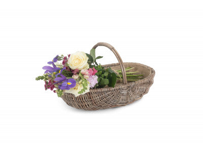 Basket, MEDIUM SHALLOW ANTIQUE WASH LINED TRUG