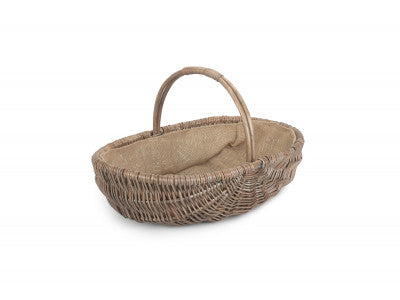 Basket, LARGE SHALLOW ANTIQUE WASH LINED TRUG