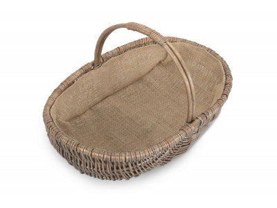 Basket, LARGE SHALLOW ANTIQUE WASH LINED TRUG