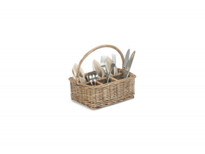 Basket, ANTIQUE WASH RECTANGULAR 6 SECTION CUTLERY BASKET