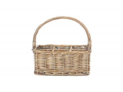 Basket, ANTIQUE WASH RECTANGULAR 6 SECTION CUTLERY BASKET