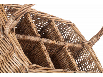 Basket, ANTIQUE WASH RECTANGULAR 6 SECTION CUTLERY BASKET