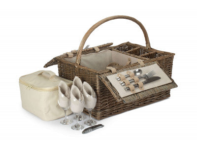 Basket, ANTIQUE WASH LIDDED 4 PERSON HAMPER