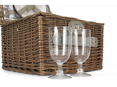 Basket, 2 PERSON GREY CHECKED CHILLER HAMPER