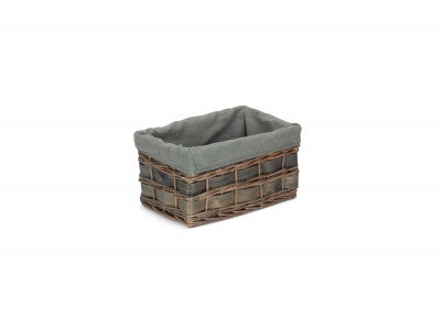 Basket, SMALL GREY SCANDI STORAGE BASKET with GREY SAGE LINING