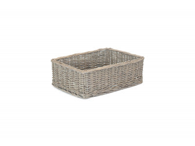 Basket, LARGE GREY WASH FINISH TRAY