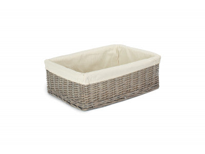Basket, EXTRA LARGE GREY WASH FINISH TRAY with LINING