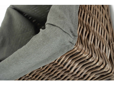 Basket, SMALL SQUARE ANTIQUE WASH STORAGE BASKET with GREY SAGE LINING