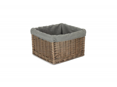 Basket, MEDIUM SQUARE ANTIQUE WASH STORAGE BASKET with GREY SAGE LINING