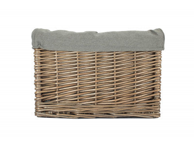 Basket, MEDIUM SQUARE ANTIQUE WASH STORAGE BASKET with GREY SAGE LINING