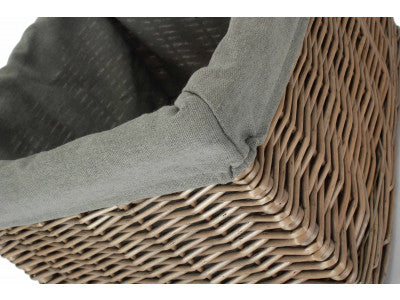 Basket, MEDIUM SQUARE ANTIQUE WASH STORAGE BASKET with GREY SAGE LINING