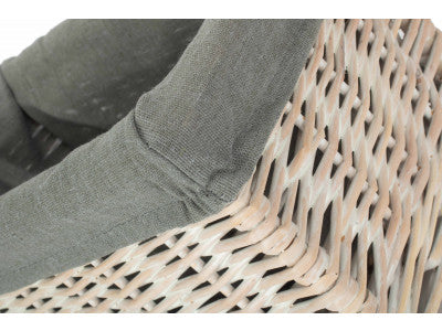 Basket, SMALL WHITE WASH STORAGE BASKET with GREY SAGE LINING 