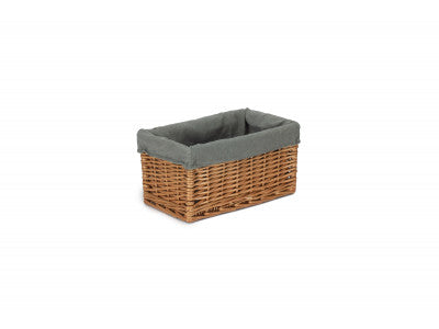 Basket, SMALL DOUBLE STEAMED STORAGE BASKET with GREY SAGE LINING