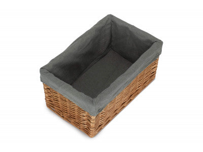 Basket, MEDIUM DOUBLE STEAMED STORAGE BASKET with GREY SAGE LINING