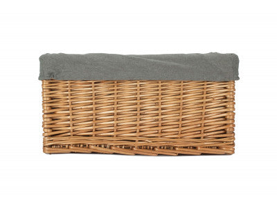 Basket, MEDIUM DOUBLE STEAMED STORAGE BASKET with GREY SAGE LINING