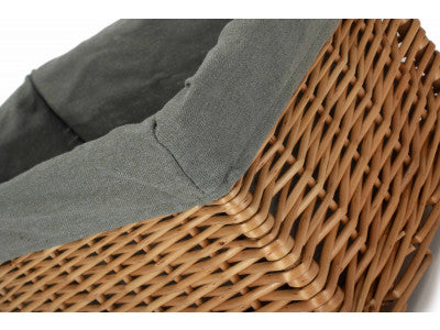 Basket, MEDIUM DOUBLE STEAMED STORAGE BASKET with GREY SAGE LINING