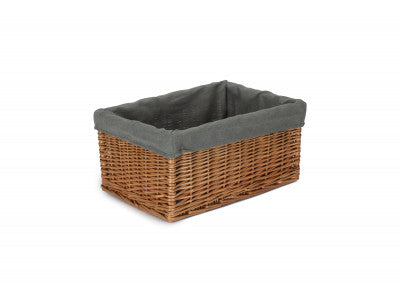 Basket, LARGE DOUBLE STEAMED STORAGE BASKET with GREY SAGE LINING