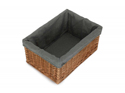 Basket, LARGE DOUBLE STEAMED STORAGE BASKET with GREY SAGE LINING