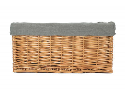Basket, LARGE DOUBLE STEAMED STORAGE BASKET with GREY SAGE LINING