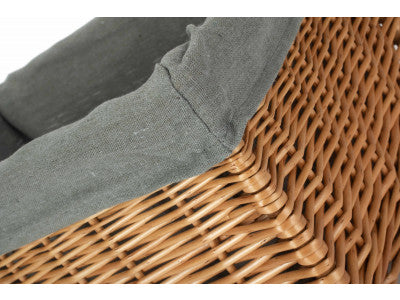 Basket, LARGE DOUBLE STEAMED STORAGE BASKET with GREY SAGE LINING