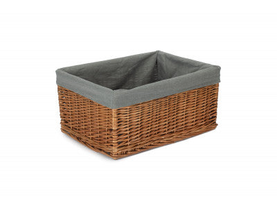 Basket, EXTRA LARGE DOUBLE STEAMED STORAGE BASKET with GREY SAGE LINING