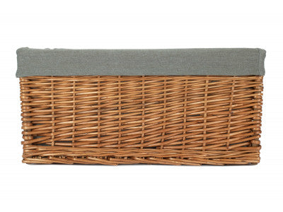 Basket, EXTRA LARGE DOUBLE STEAMED STORAGE BASKET with GREY SAGE LINING