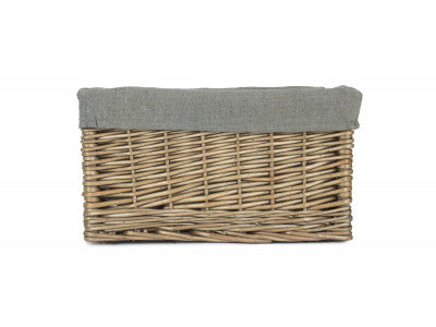 Basket, SMALL ANTIQUE WASH STORAGE BASKET with GREY SAGE LINING
