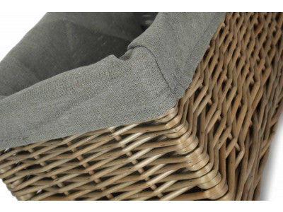 Basket, SMALL ANTIQUE WASH STORAGE BASKET with GREY SAGE LINING