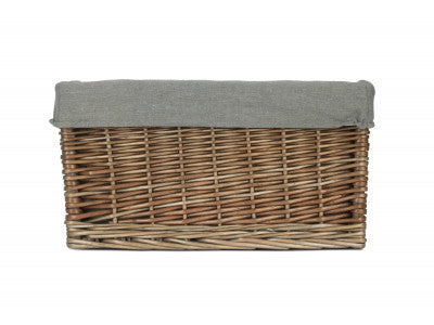 Basket, MEDIUM ANTIQUE WASH STORAGE BASKET with GREY SAGE LINING
